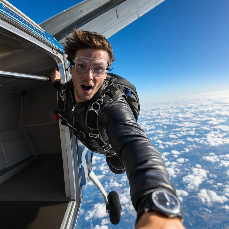 AI-generated skydiving action video still